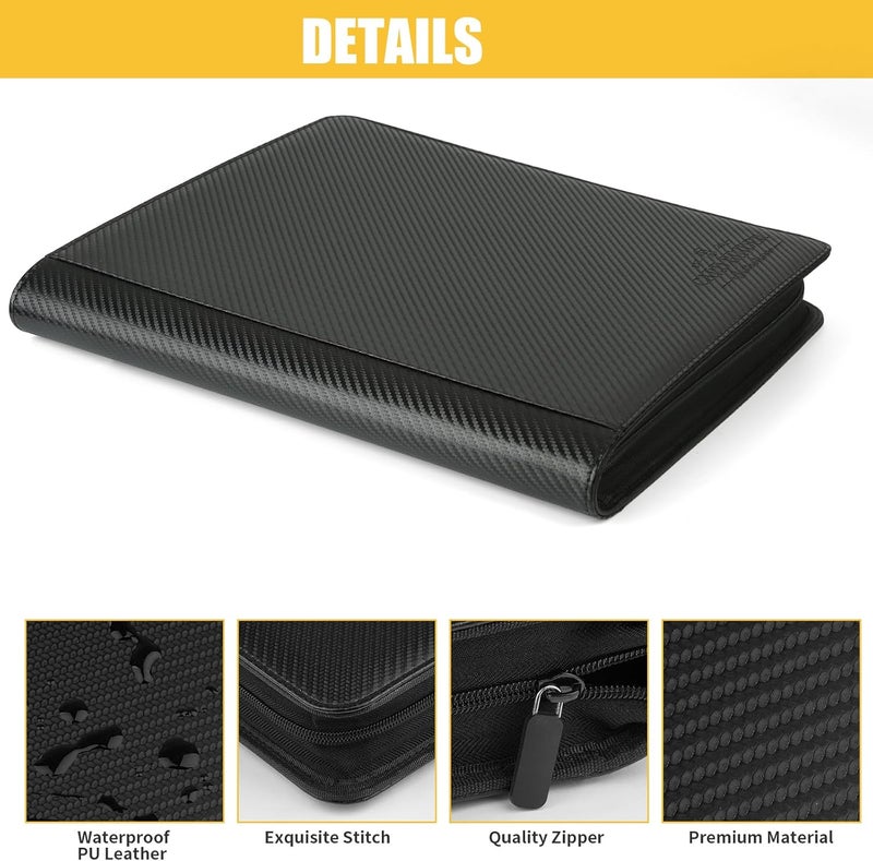 CARDBINDER Toploader Binder,Toploader Hard Cases, 9-Pocket Pages Sleeves Hold up 288 Cards.Toploader Card Binder with Sleeves for “3×4” rigid，Card Holder(black) - Image 3